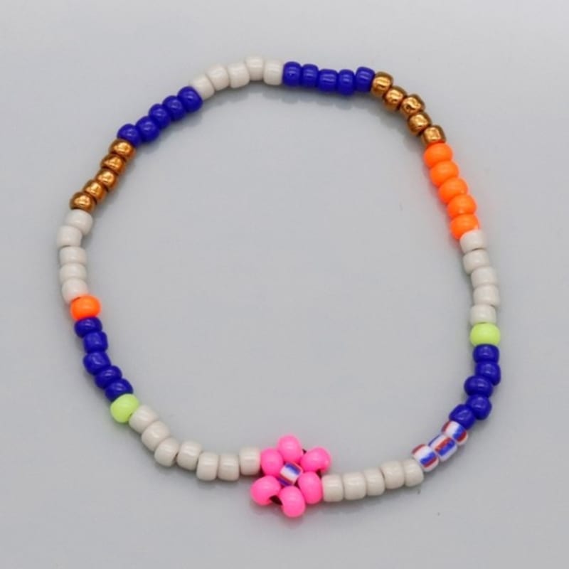 BONBEAU Soft Color Flower Beads Mix Bracelet Layered Flower Bead Bracelet 3 Colors