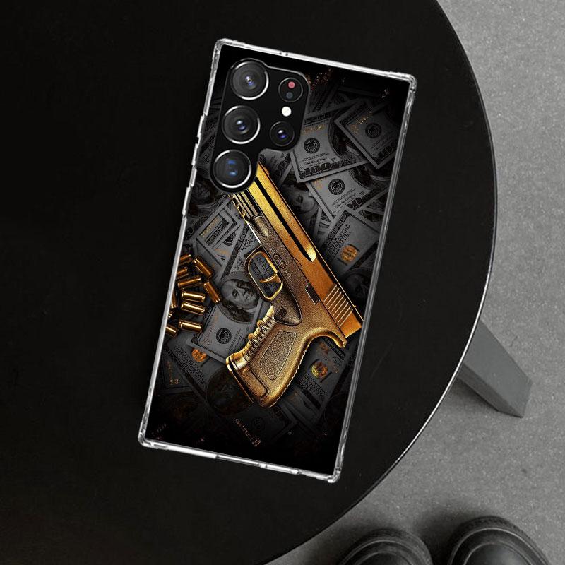 Gun Bullets AK47 Handgun Phone Case Cover for Samsung Galaxy S26 S25 Edge S24 S23 Ultra S22 Plus S21 FE S20 + Art Customized Fun
