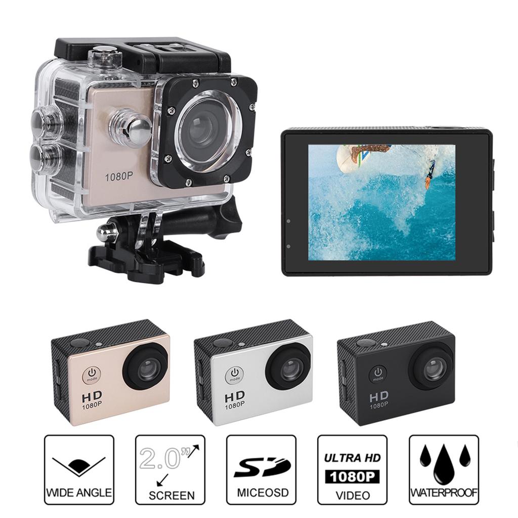 1080P HD 2inch LCD Screen Sports 30m Waterproof Action Camera Set with Battery LCD Screen Camera Action Camera Waterproof Camera