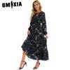 GMXIA Spring Summer Bohemian Women Maxi Dress Casual Long Sleeve High Waist Beach Dress Women Floral Chiffon Dresses Vestidoes Mujer New