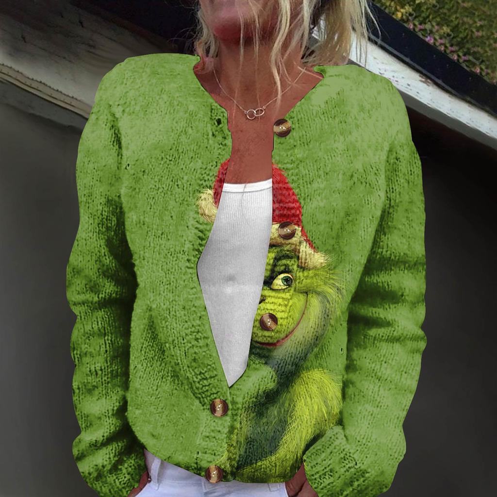 Dámská módní pletená svetrová bunda s dlouhým rukávem a zapínáním na knoflíky