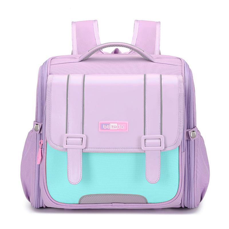 British Style Lightweight Backpack for Elementary Students, Spine Protection, Large Capacity, Grades 1-4