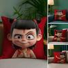 Famous Movie NNezha Cushion Cover Plush Fabric Soft DoubleSided Printed Sofa Warm Winter Home Child Gift Pillow Case