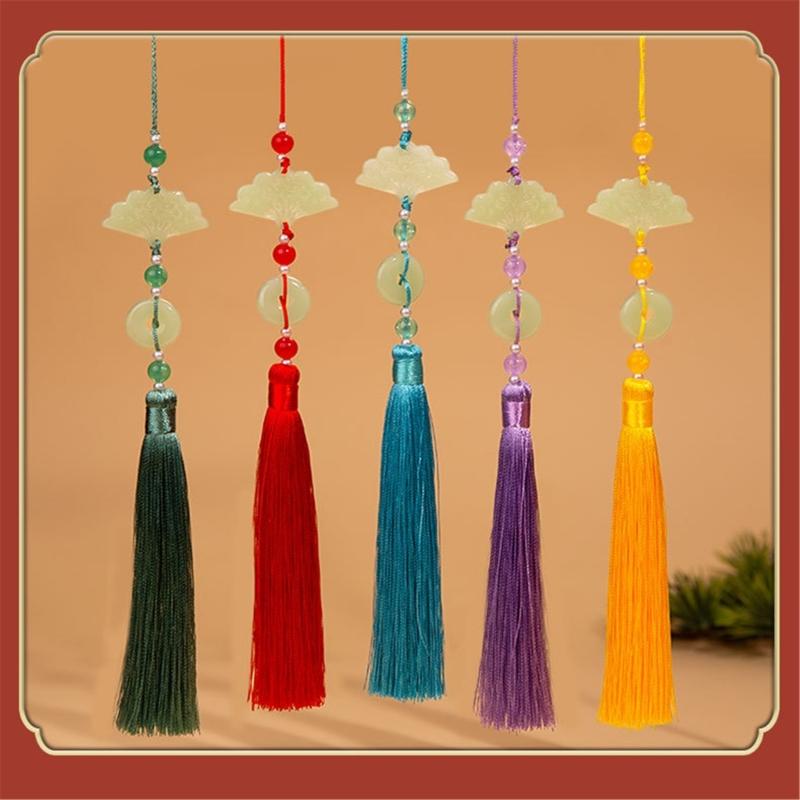 Easy Attach Tassels Pendant For Keys Bags Decoration Stylish Fan Design Keychain Ornament Polyester Accessory
