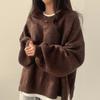 Women's Crew Neck Long Sleeve Knit Sweaters Tops Loose Fit Casual Solid Pullover Jumpers