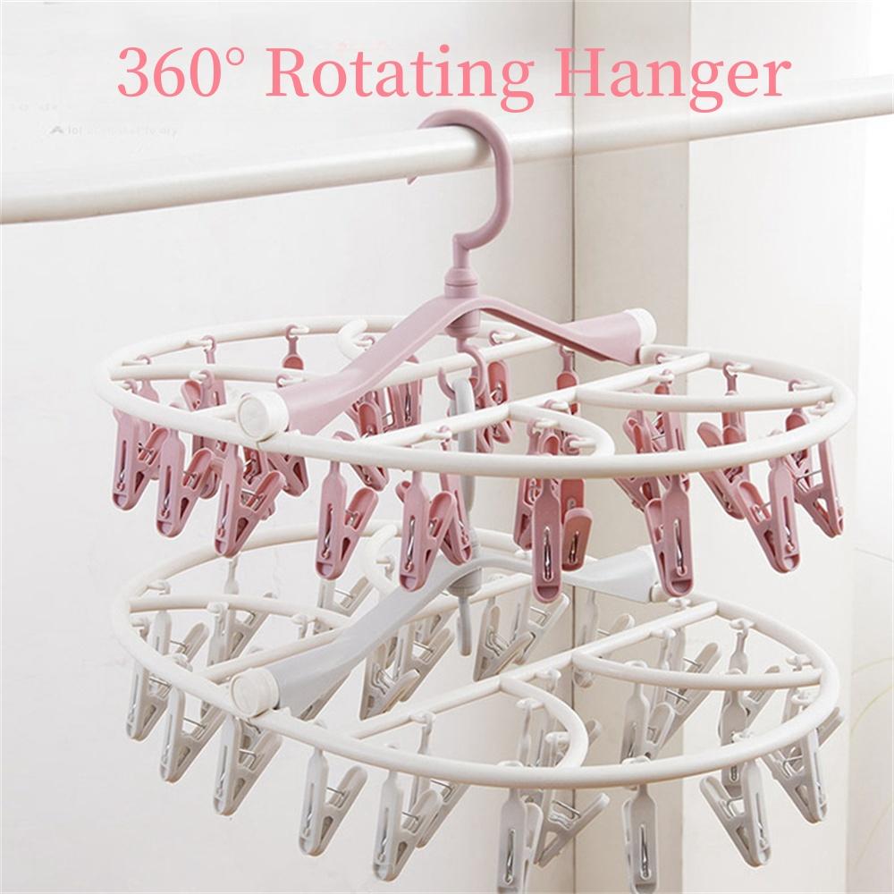 Multifunction Plastic Clothes Dryer Rack 360° Folding Clothes Dryer Hanger Household Laundry Organizer Racks 8/12/20/24/32 Clip