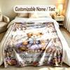 Teddy Bear Theme Custom Blanket Personalized Name & Text Customized Soft Warm Throw Blanket Home Decor