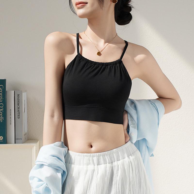 Small Women's Camisole with Built-in Bra Pads, Cross-Strap Halter Neck, Strapless Summer Innerwear.