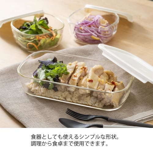 HARIO Stackable Heat-Resistant Glass Containers, Medium, Set of 3, Made in Japan, KSTL-M-3006-OW