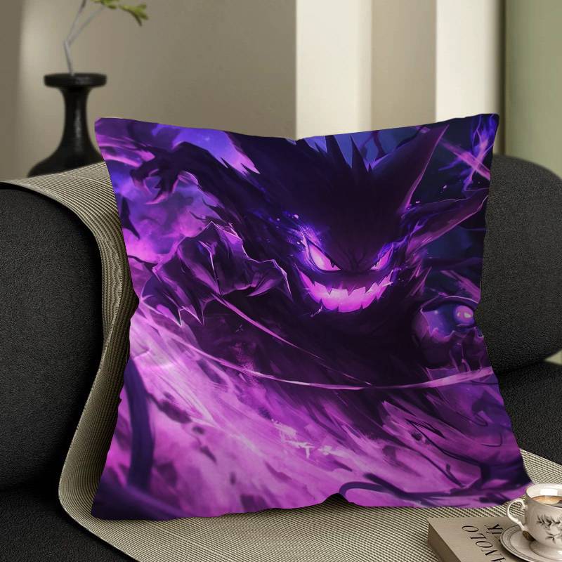 Game GgengarS Anime Pillow Covers Cartoon Sofa Decorative Home Doublesided Printing Short Plush Cute Cushion Cover