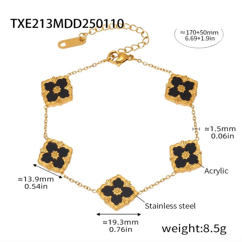 Vierblättriges Kleeblatt Schmuckset 18 Karat Vergoldet Halskette Armband Ohrringe Damen