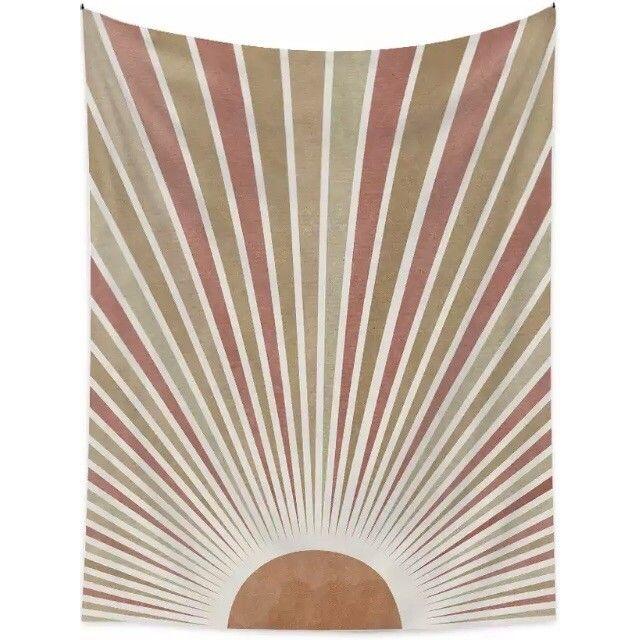 Retro boho terracotta sun tapestry 75x100