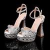 Fashion Luxury Handmade Full Rhinestones Peep Toe Women Sandals Fashion Crystal Platform Wedges High Heels Summer Wedding Sandals Shoes