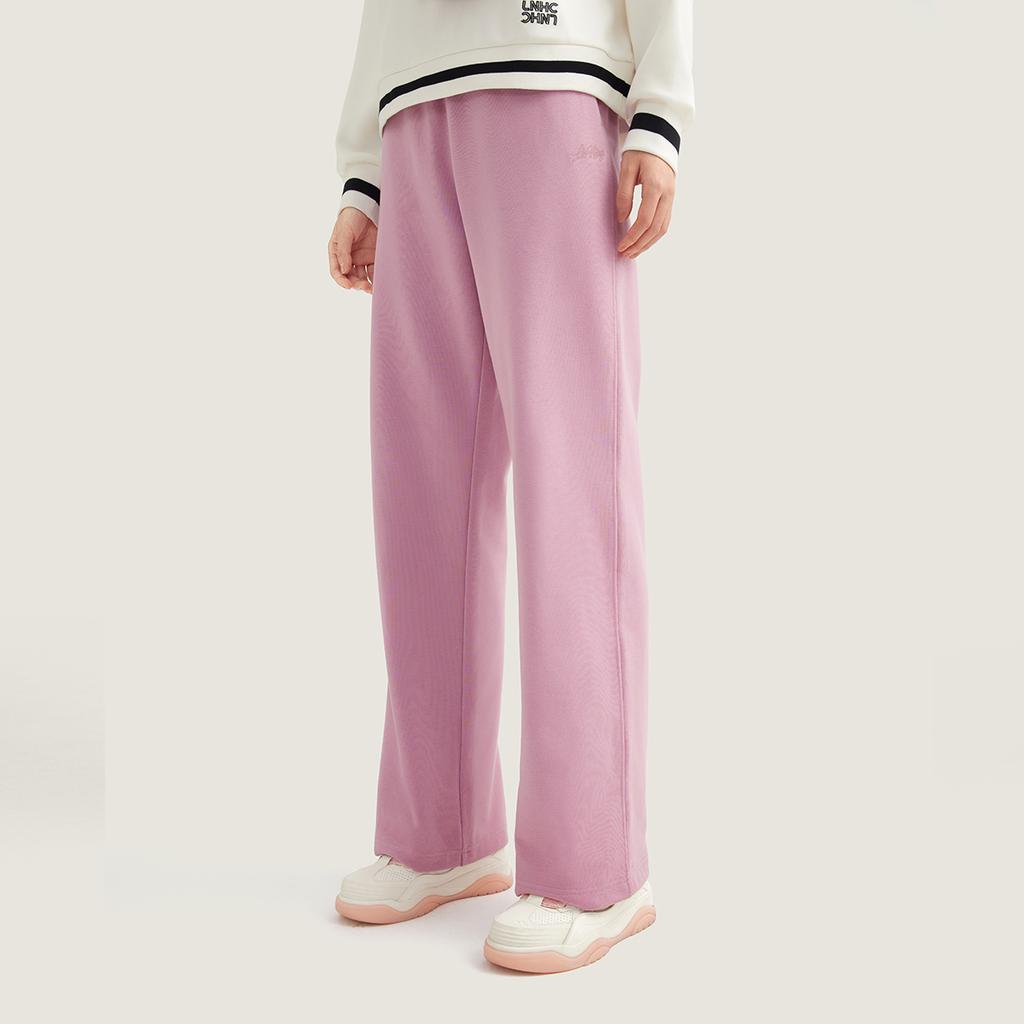 Li-Ning Comfortable Brand Logo Embroidered Knitted Sports Pants Women Bottoms AKLVC16-9