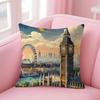 London Fashion Cushion Cover Natural Linen Pillow Case DoubleSided Print Decorative Sofa Pillowcase Home Decor Gift