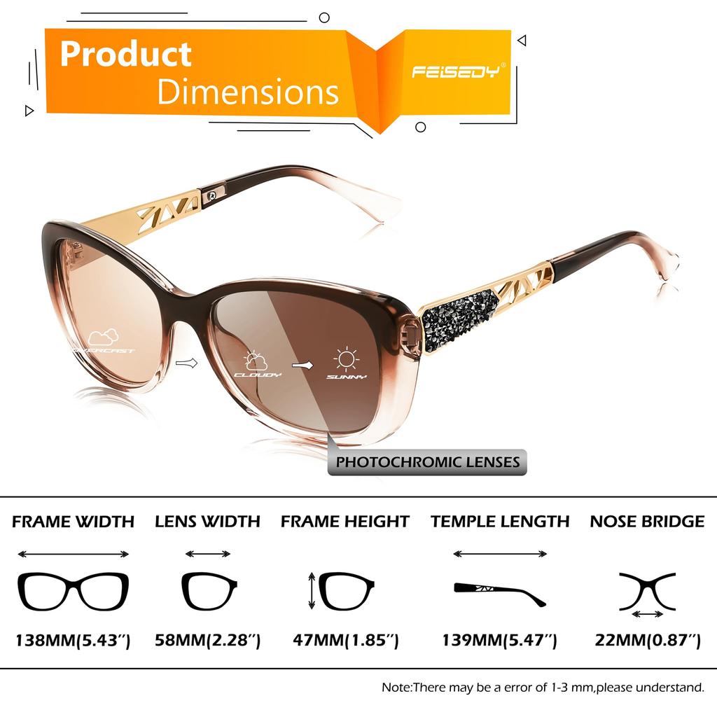 Sunglasses for Photochromic Cool and UV UV400 For Outdoor B0144 [FEISEDY] Women, Sunglasses, Polarized, Fashionable, Elegant, Protection, Cut, Use,