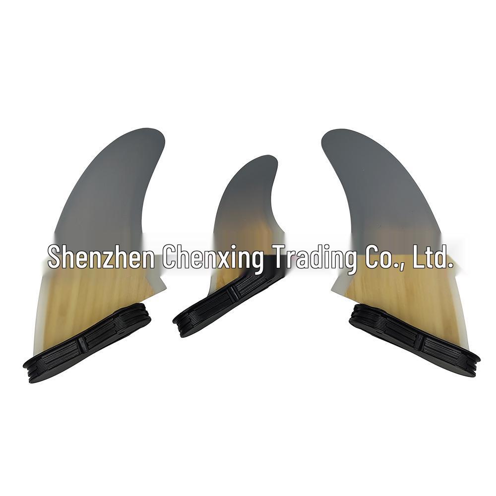 Gradient Bamboo Veneer Paddleboard Tail Fins - Set of 2 Fish-Style Surfboard Accessories MR Size
