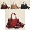 Fashion Solid Color Crocodile Texture Women Casual Shoulder Bag Three Piece Set For Daily Use And Office Commuting