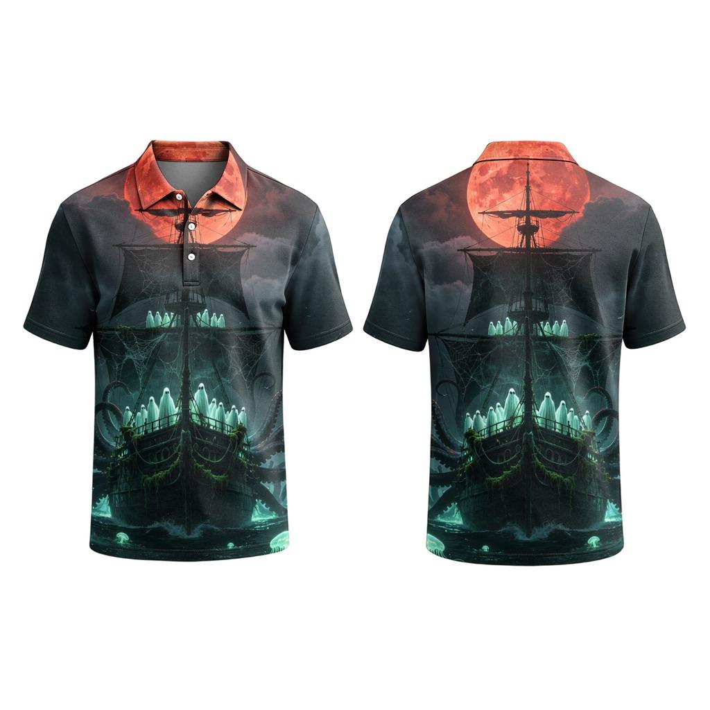 Men's Halloween Printed Short Sleeve Shirt for Party and Daily Wear