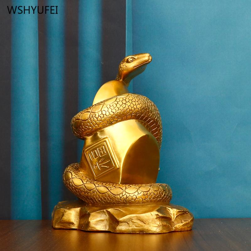 Home decoration accessories Metal snake Feng Shui ornaments mascot Office decorations metal handicrafts Zodiac Snake 1pcs