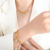 European & American Fashion Turquoise Pendant Necklace & Bracelet Set, Titanium Steel, 18K Gold, Women's Jewelry.