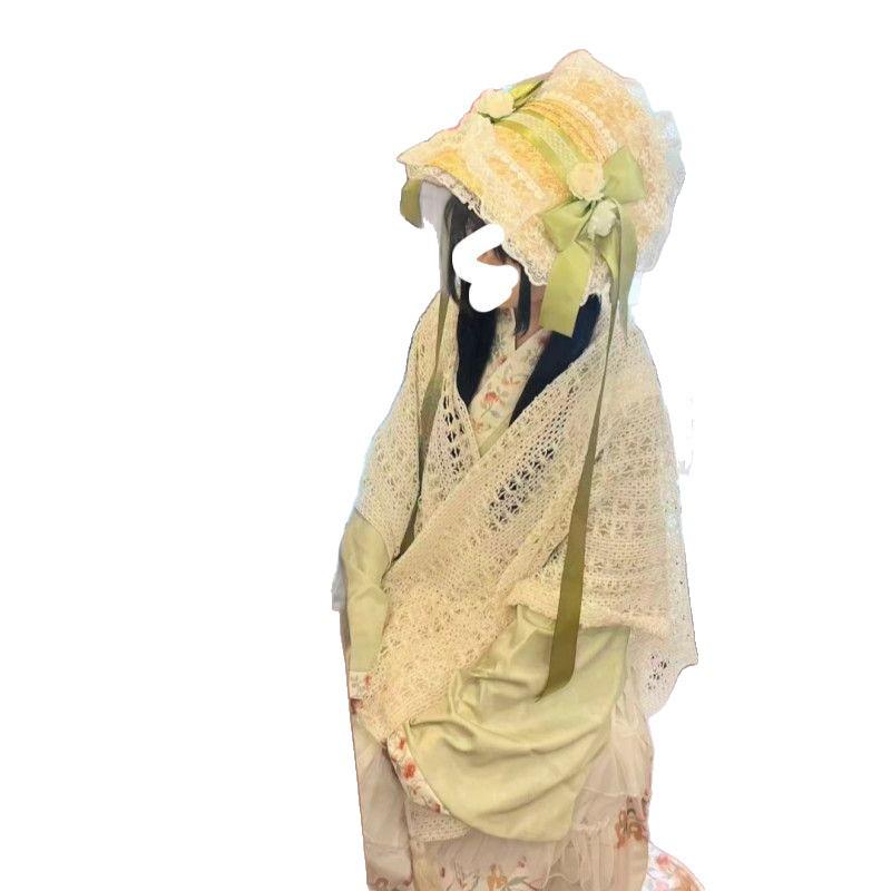 Han-Yang Fusion Spitze Besatz Lolita Haube Flache Kappe Strohhut