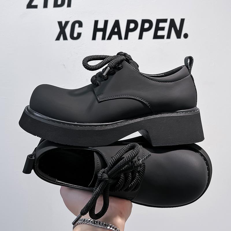 Men's Leather Shoes Spring British Casual Derby Shoes Men's Formal Wedding Black Low Top Martin Boots 24308-A