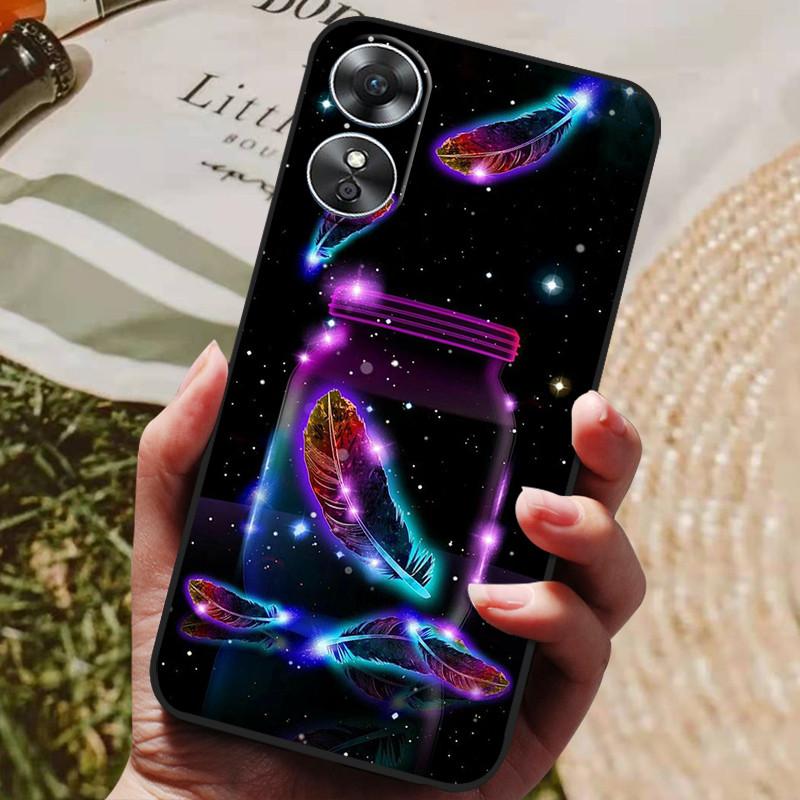 For OPPO A58 4G Case Covers Painted Soft Silicone Black Cover for Oppo A38 4G A18 cases OPPOA38 CPH2579 TPU Coque Protective