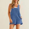 Women's Sleeveless V Neck Short Jumpsuit Loose Wide Leg Casual Overall Romper With Pockets