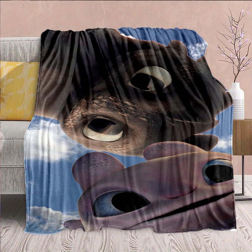 Black Dragon Graphic Flannel Blanket Dark Dragon Art Soft Warm Cozy Throw Decor -QJY