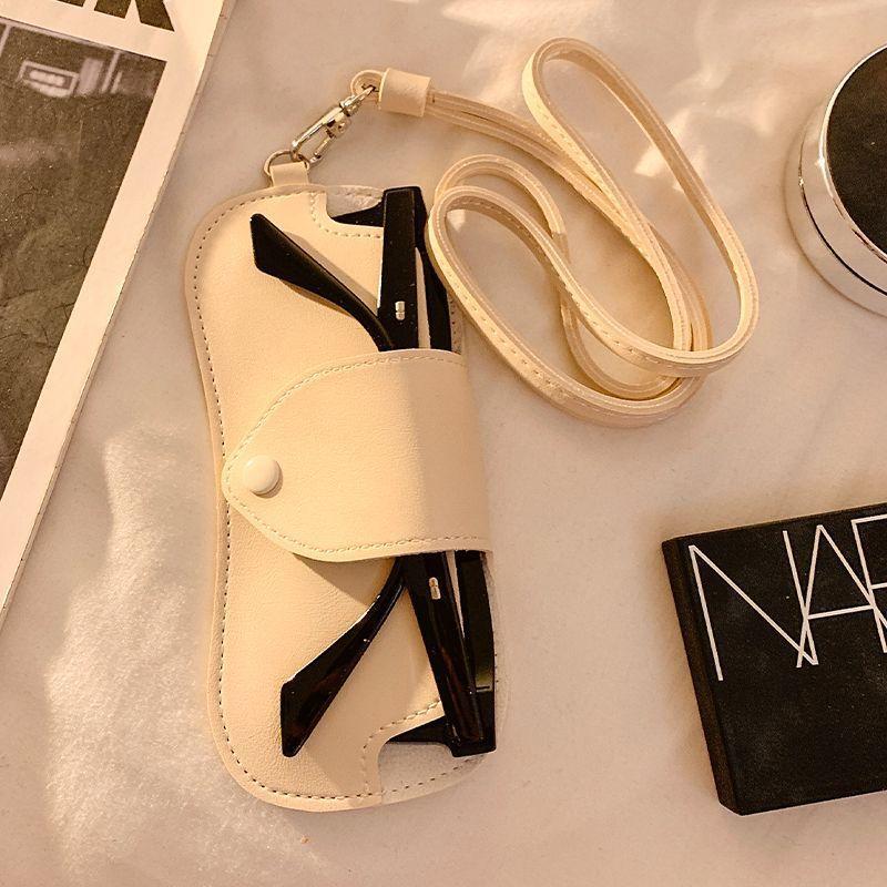 Fashionable Unisex Eyeglasses Case with Snap Button and Hanging Strap for Travel