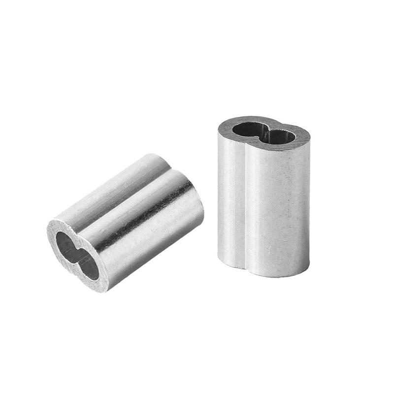 30/50PCS M1.2 M1.5 M2 M3 M4 Aluminum Crimping Loop Sleeve Double Hole Wire Rope Sleeves Steel Wire Loops Clip Fixed Accessories