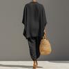 Ladies' Color Casual Lazy Loose Shirt Set