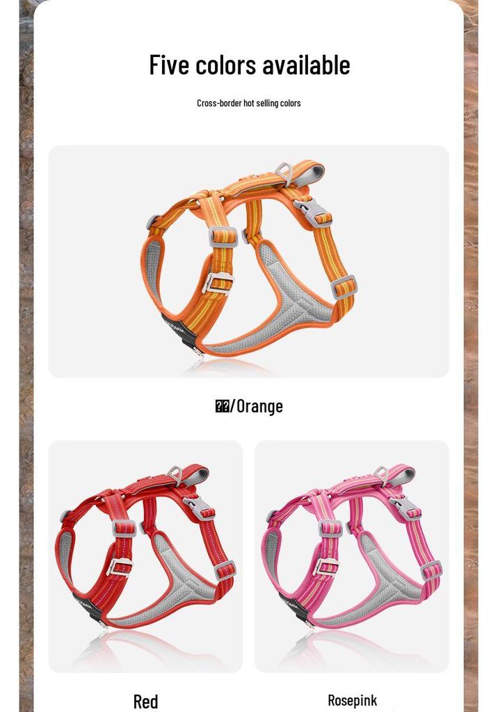 Shock-Absorbing Reflective Dog Harness with Double Handle for Large Breeds