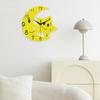 Cartoon Moon Star Wall Clock Modern Art Children's Room Quiet Hanging for Nursery Dorm Bedroom