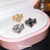 Sparkling zircon cross iris flower ear clip women's no ear piercing exquisite ear bone clip light luxury high-end versatile earrings