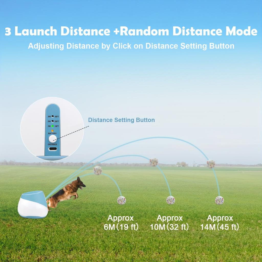 Automatic Pet Dog Ball Launcher Indoor Outdoor Interactive Dog Toy For Fetch Play Time with 3 Distance