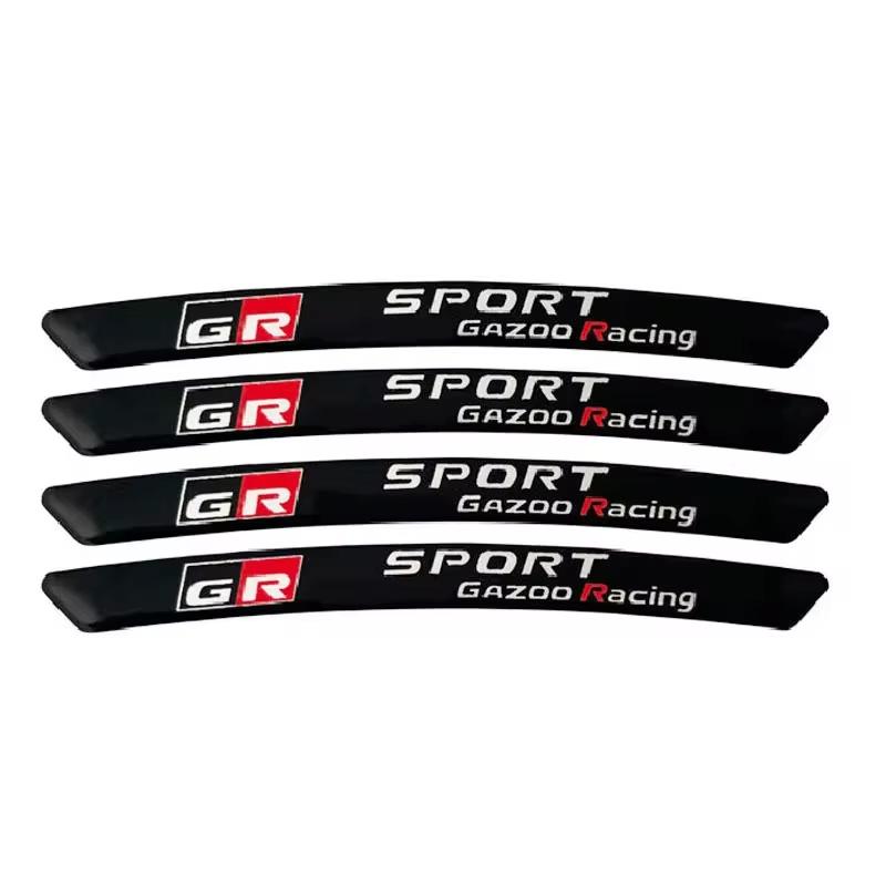 RE334Pcs Aluminium GR Sport Logo Wheel Rim Stickers Emblem Badge For Toyota Gazoo Racing YARiS Corolla RAV4 C-HR Camry Supra Prado