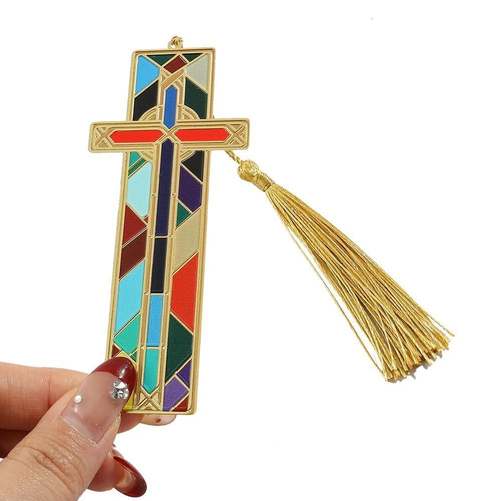 Oil Painting Style Book Clip Cross Oil Painting Style Bookmarks Index Divider Metal Bookmark