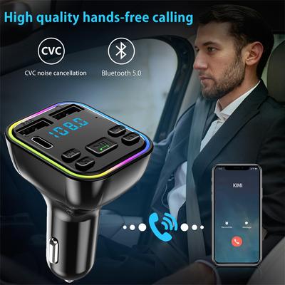 QC3.0 Car Fast Charger FM Transmitter Bluetooth 5.0 Handsfree Wireless Car Dual USB Car Charger Auto Radio Modulator MP3 Adapter