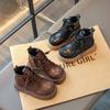 Girls' velvet Martin boots 2025 autumn and winter new thick-soled warm short boots children's leather boots girls' velvet cotton boots tide