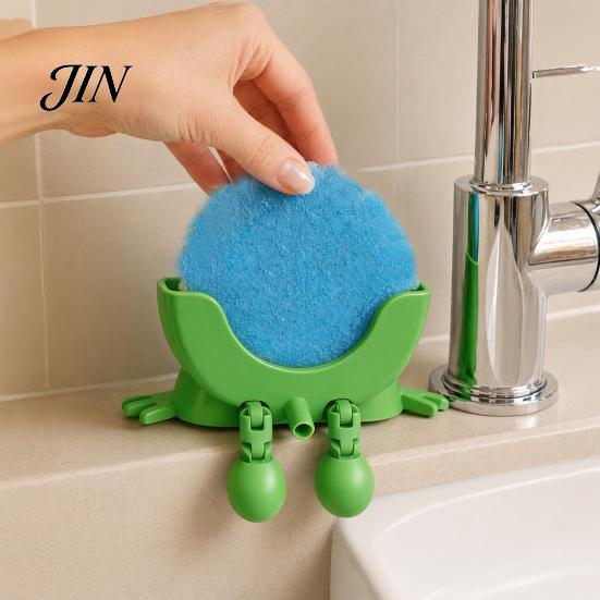 Draining Rack for Kitchen 3D Printed Smiling Face Sponge Holder, Cartoon Character Dish Drying Hollow Diversion Holder with Drainage Design,