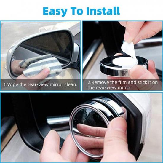 2x Car Blind Spot Mirrors Adjustable Round HD Glass Convex Side Rear View Mirror