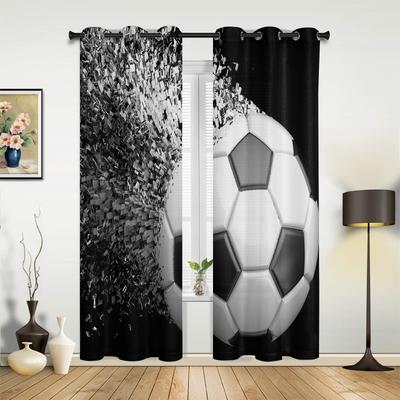 Mingi de fotbal Design de fotbal Perdele albastre Tratament de ferestre Draperii Perdele de fereastră pentru camera de zi Dormitor Camera de copii Decor acasă