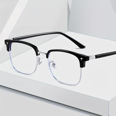 Anti Blue Light Glasses for Men and Women Retro Half Frame Eyebrow Glasses Frame Classic Flat Lens