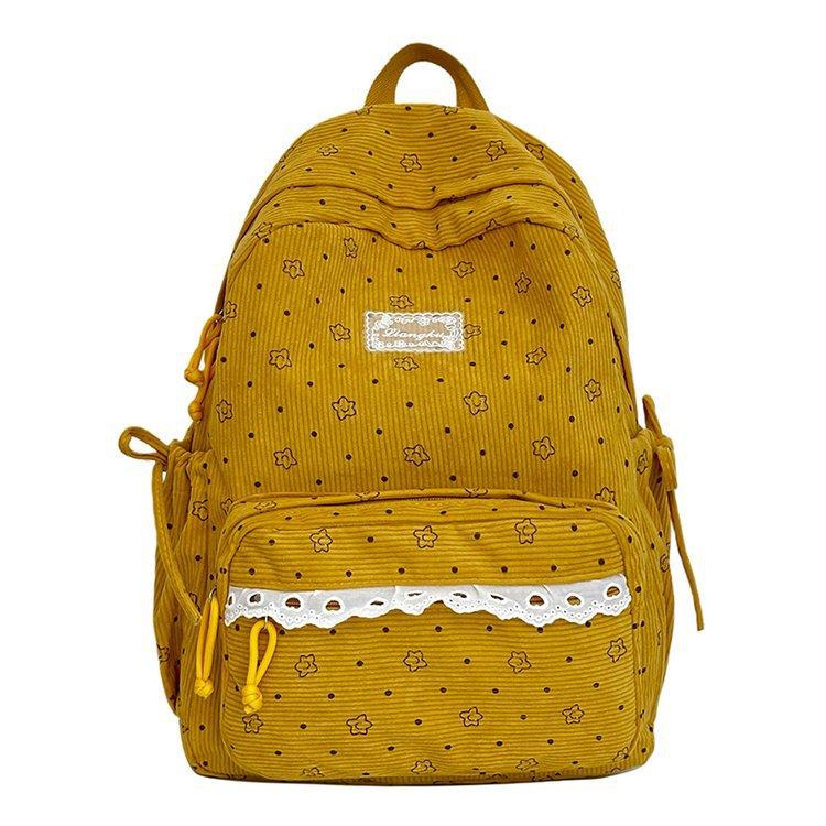 Schoolbag Corduroy Vintage College Style Backpack, Korean Ins Small Fresh Junior High School Student School Bag Women's Light Backpack