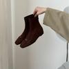 2025 New Round Head Inner Sloping Heel Suede Rear Zipper Low Tube Thin Martin Women's Short Boots