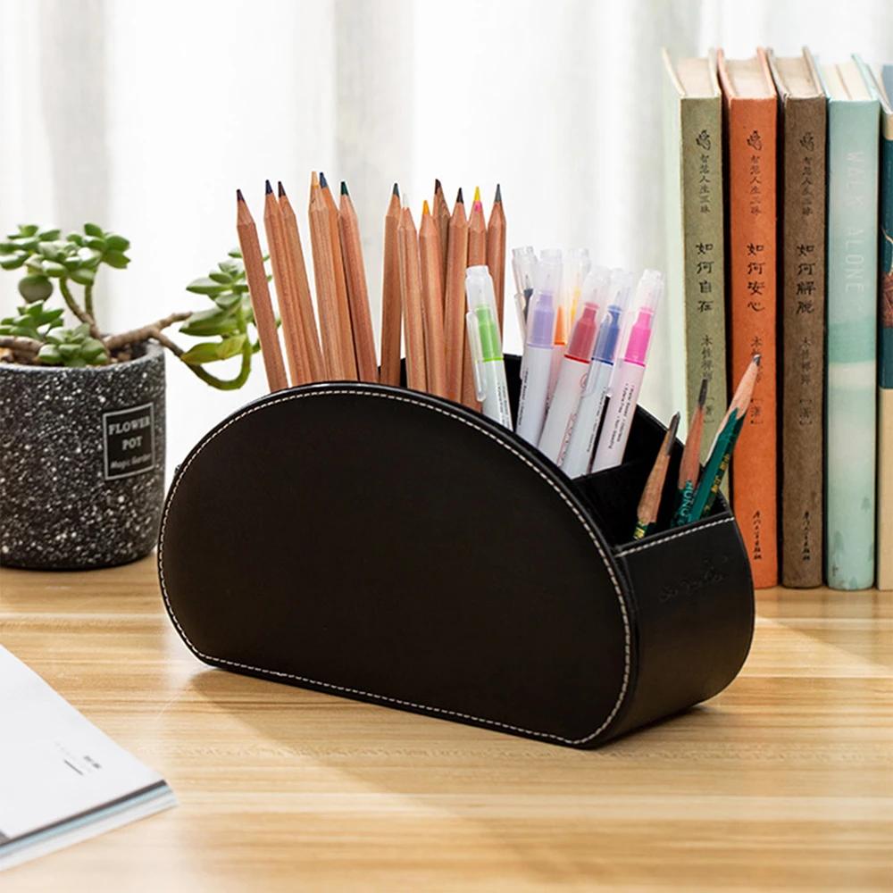 Remote Control Holder Organizer  Controller Stand 5 Compartment Pu Leather Storage Box And Tv Stand Desk Storage Box