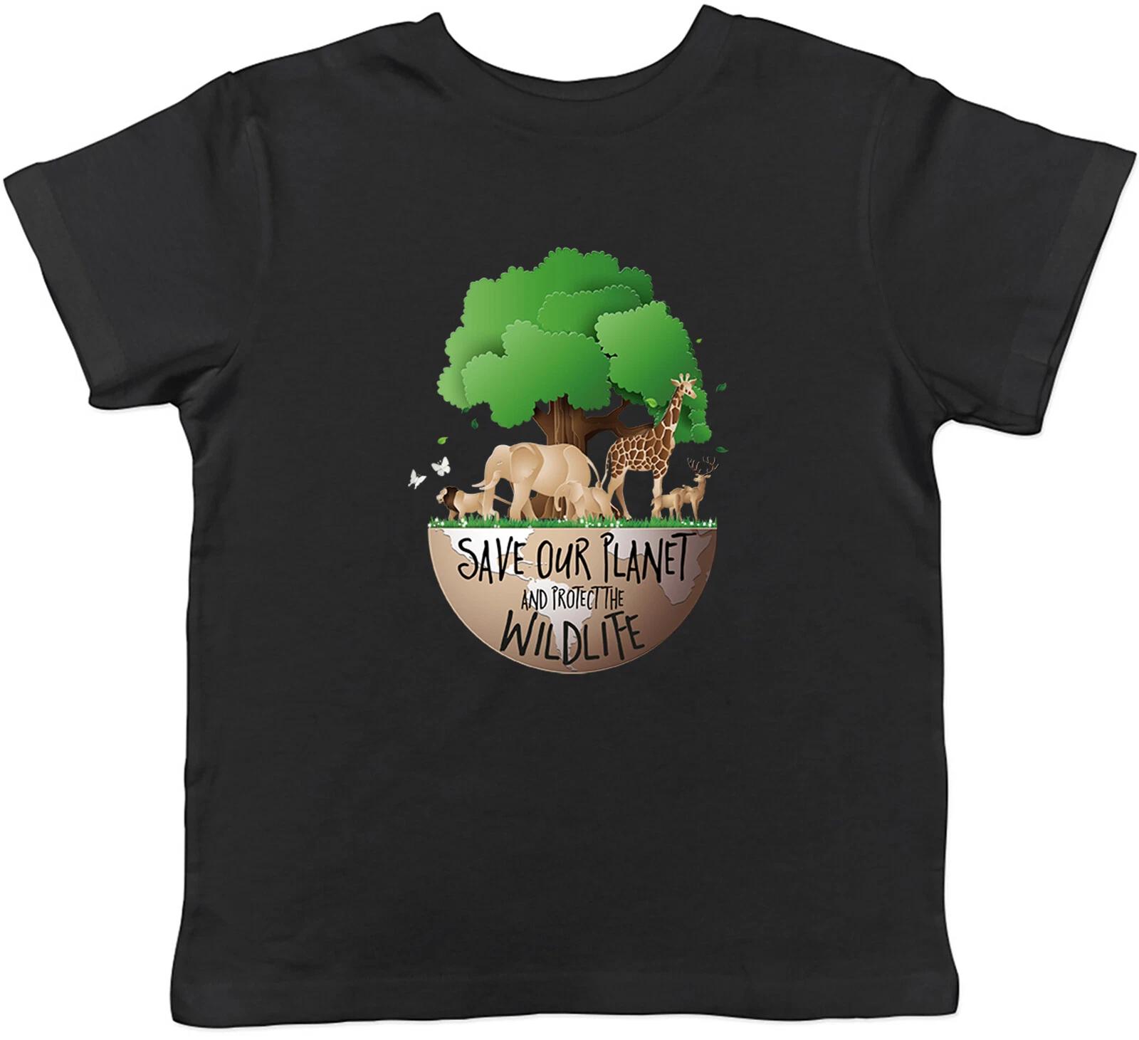 Спасите нашу планету Защитите дикую природу Детская Футболка для Мальчиков Девочек Малышей Детей 140