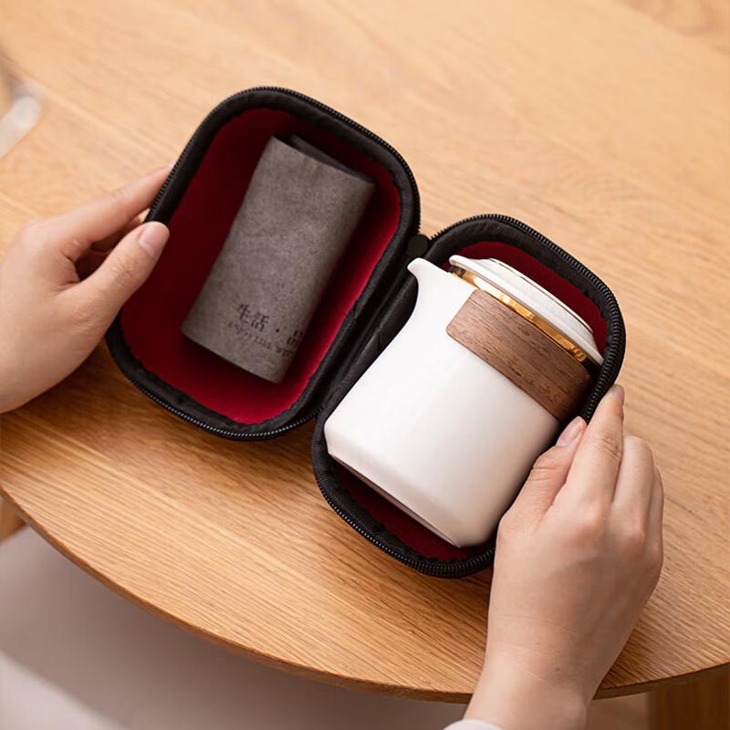 SUSHI CERAMICS Gold-Painted Jade Porcelain Travel Tea Set